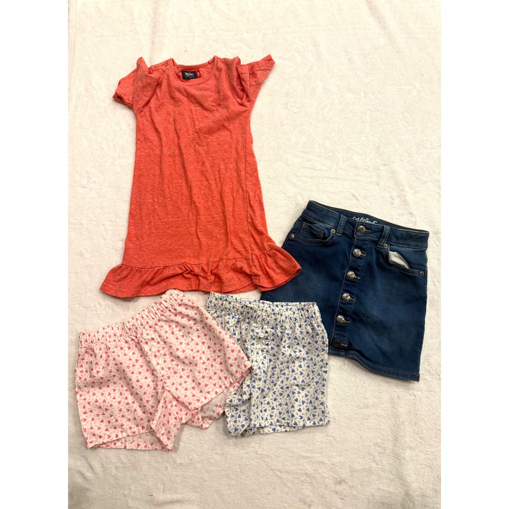 Girls Clothing Lot Gap Kids Heart Pajama Shorts Cat & Jack Denim Skirt Mossimo 6